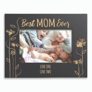 Best Mom Ever Personalized Black Wood Picture Frame