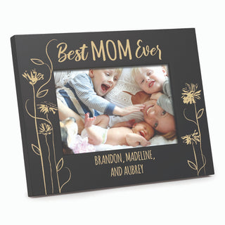 Best Mom Ever Personalized Black Wood Picture Frame