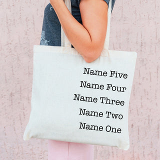 Names Personalized Tote Bag With 5 Names