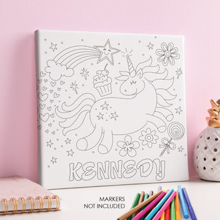Unicorn Cupcake Color-Your-Own Personalized 12x12 Canvas