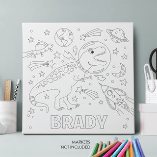 Space T-Rex Color-Your-Own Personalized 12x12 Canvas