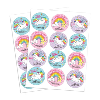 Unicorns, Rainbows, and Friends Personalized Sticker Set
