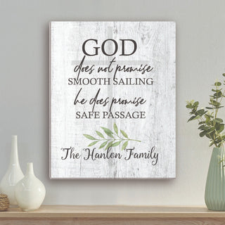 God Promises Safe Passage Personalized 11x14 Canvas