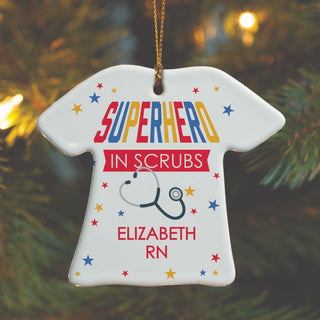 Superhero in Scrubs Personalized Ornament