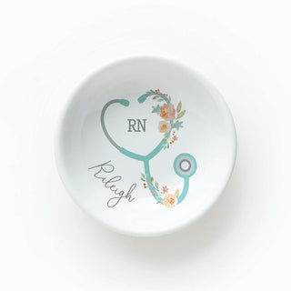 Floral Stethoscope Round Trinket Dish