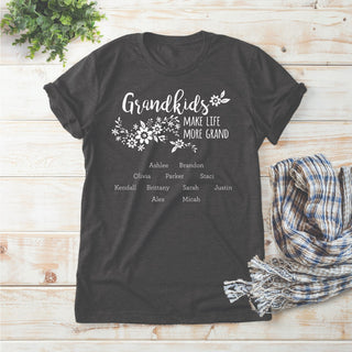 Grandkids Make Life More Grand Personalized Charcoal T-Shirt