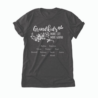 Grandkids Make Life More Grand Personalized Charcoal T-Shirt