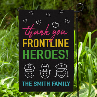 Thank You Frontline Heroes Personalized Garden Flag