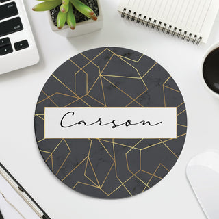 Gray and Gold Personalized Mouse Pad