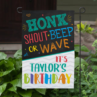 Honk Shout Beep Wave For Birthday Personalized Garden Flag