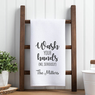 Wash Your Hands Personalized Waffle Tea Towel