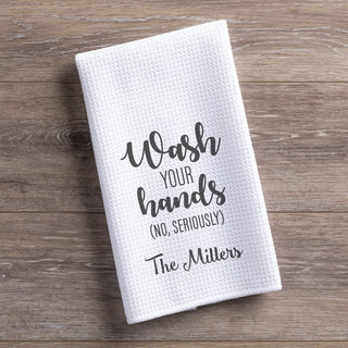 Wash Your Hands Personalized Waffle Tea Towel