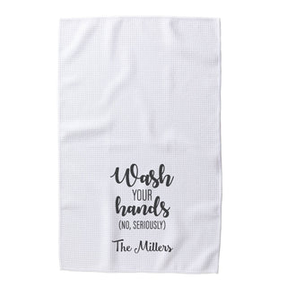 Wash Your Hands Personalized Waffle Tea Towel