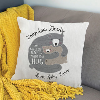 Bear Hug Favorite Place Personalized Throw Pillow