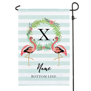 Flamingo & Stripes Personalized Garden Flag