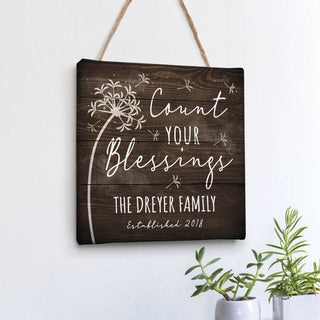 Count Your Blessings Personalized 8x8 Hanging Canvas