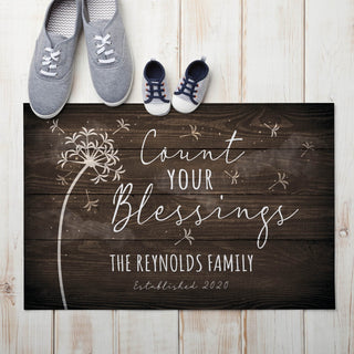 Count Your Blessings Personalized Thin Doormat