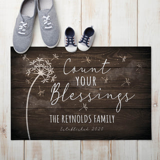 Count Your Blessings Personalized Doormat - 18x27 Inch, 1/8" Thin
