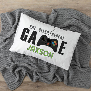 Eat Sleep Game Repeat Personalized Pillowcase