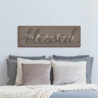 Blessed Personalized 9x27 Gray Canvas