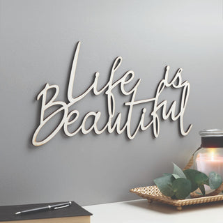 Life is Beautiful White Wood Plaque