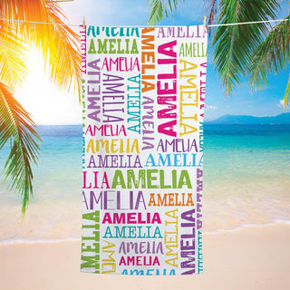 My Name Personalized Pastel Beach Towel