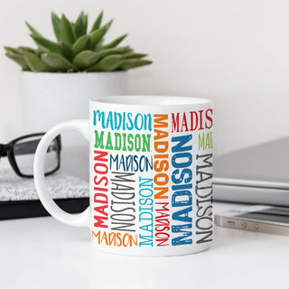 One Name Repeating Personalized White Coffee Mug - 11 oz.