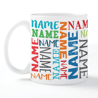 One Name Repeating Personalized White Coffee Mug - 11 oz.