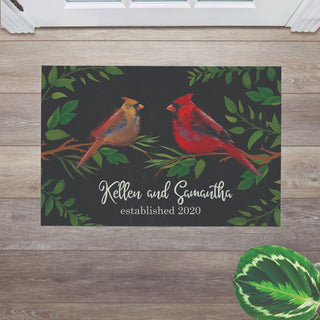 Cardinal Couple Personalized Doormat - 18x27 Inch, 1/4" Thick