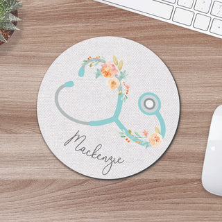 Floral Stethoscope Personalized Mouse Pad