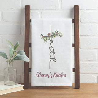 Faith Cross Personalized Tea Towel