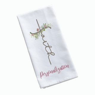 Faith Cross Personalized Tea Towel