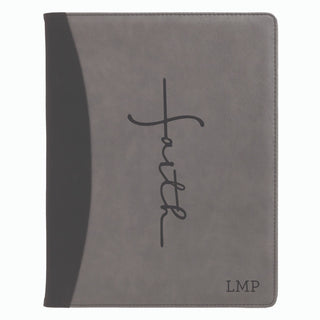 Faith Cross Monogrammed Gray Padfolio