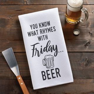 Beer Rhymes with Friday Waffle Tea Towel