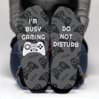 I'm Busy Gaming Personalized Adult Crew Socks