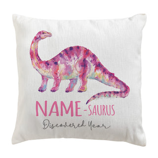 Dino-Name Pink Brontosaurus Personalized 17" Throw Pillow