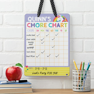 Unicorn Chore Chart Personalized Dry Erase Board