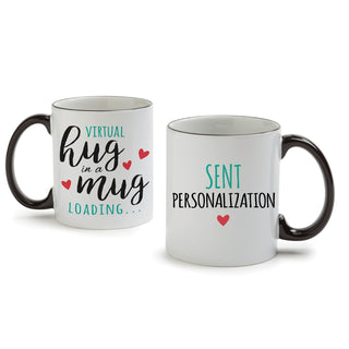 Virtual Hug White Coffee Mug with Black Rim and Handle-11oz