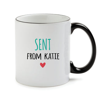 Virtual Hug White Coffee Mug with Black Rim and Handle-11oz