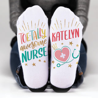 TOE-TALLY Awesome Nurse  Personalized Adult No-Show Socks