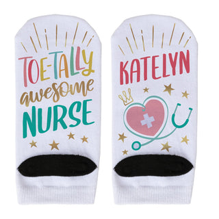 TOE-TALLY Awesome Nurse  Personalized Adult No-Show Socks