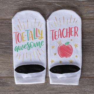 TOE-TALLY Awesome Teacher Adult No-Show Socks