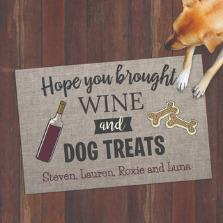 Wine and Dog Treats Personalized Doormat - 18x27 Inch, 1/4" Thick