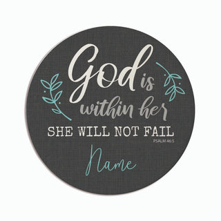 God Is Within Her Personalized Round Desk Coaster