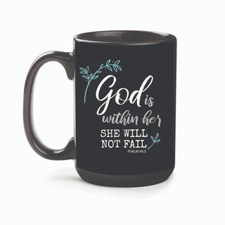God Is Within Her Personalized Black Coffee Mug - 15 oz.