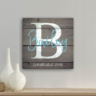 Our Family Name And Initial Personalized 12x12 Canvas