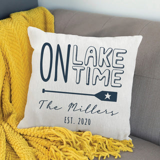 On Lake Time Personalized Throw Pillow
