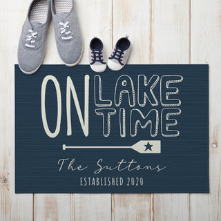 On Lake Time Personalized Doormat - 18x27 Inch, 1/4" Thick