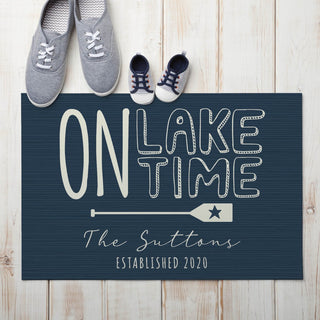 On Lake Time Personalized Thin Doormat