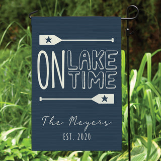 On Lake Time Personalized Garden Flag